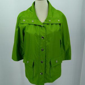 Susan Graver Size Small Jacket Green Snap Front 3/4 Sleeve